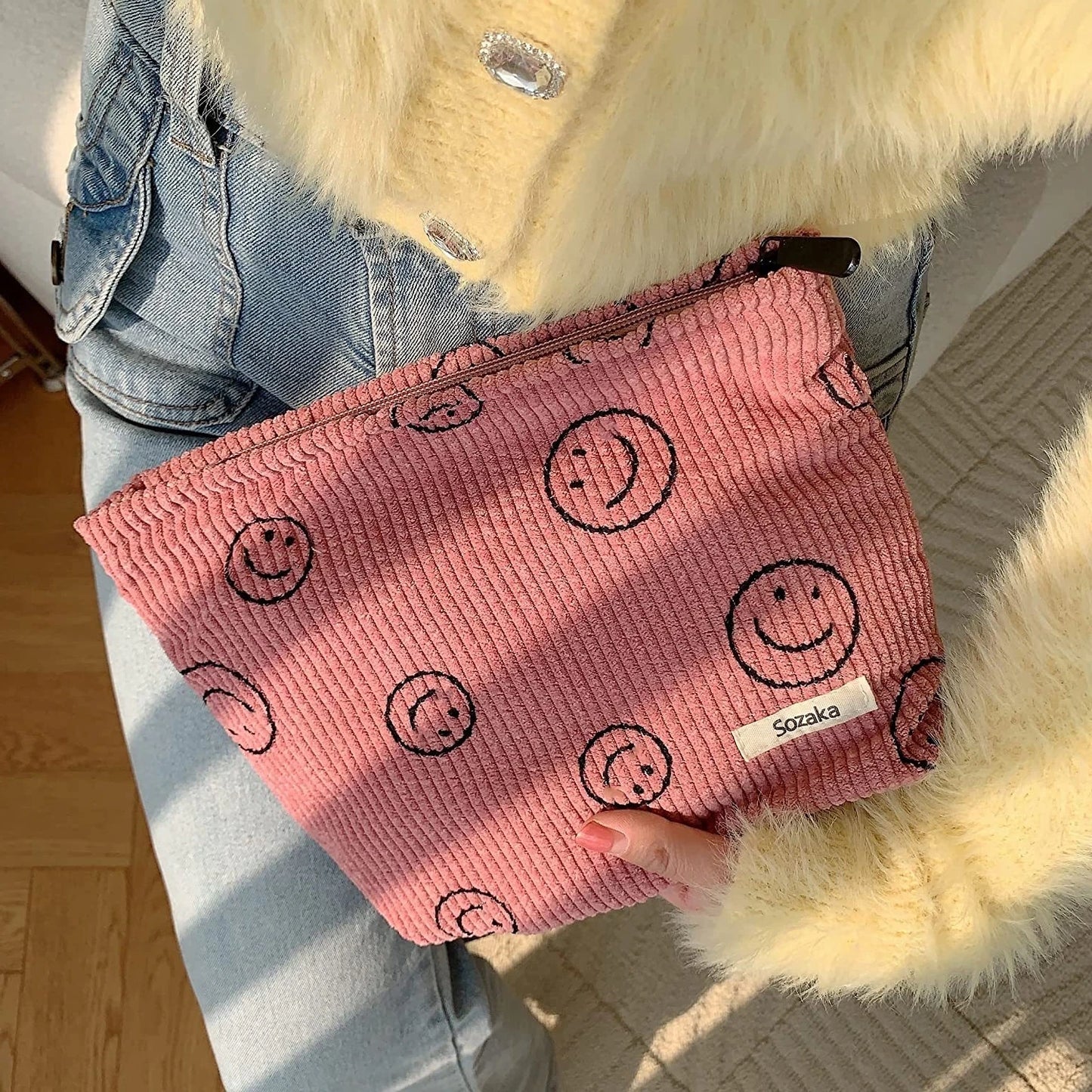 trousse de toilette velours cotelé