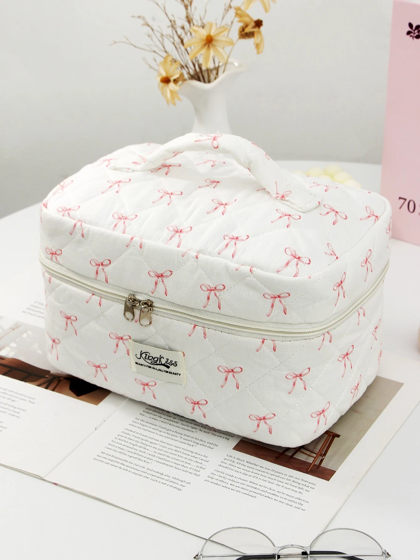 trousse de toilette tissu matelassé