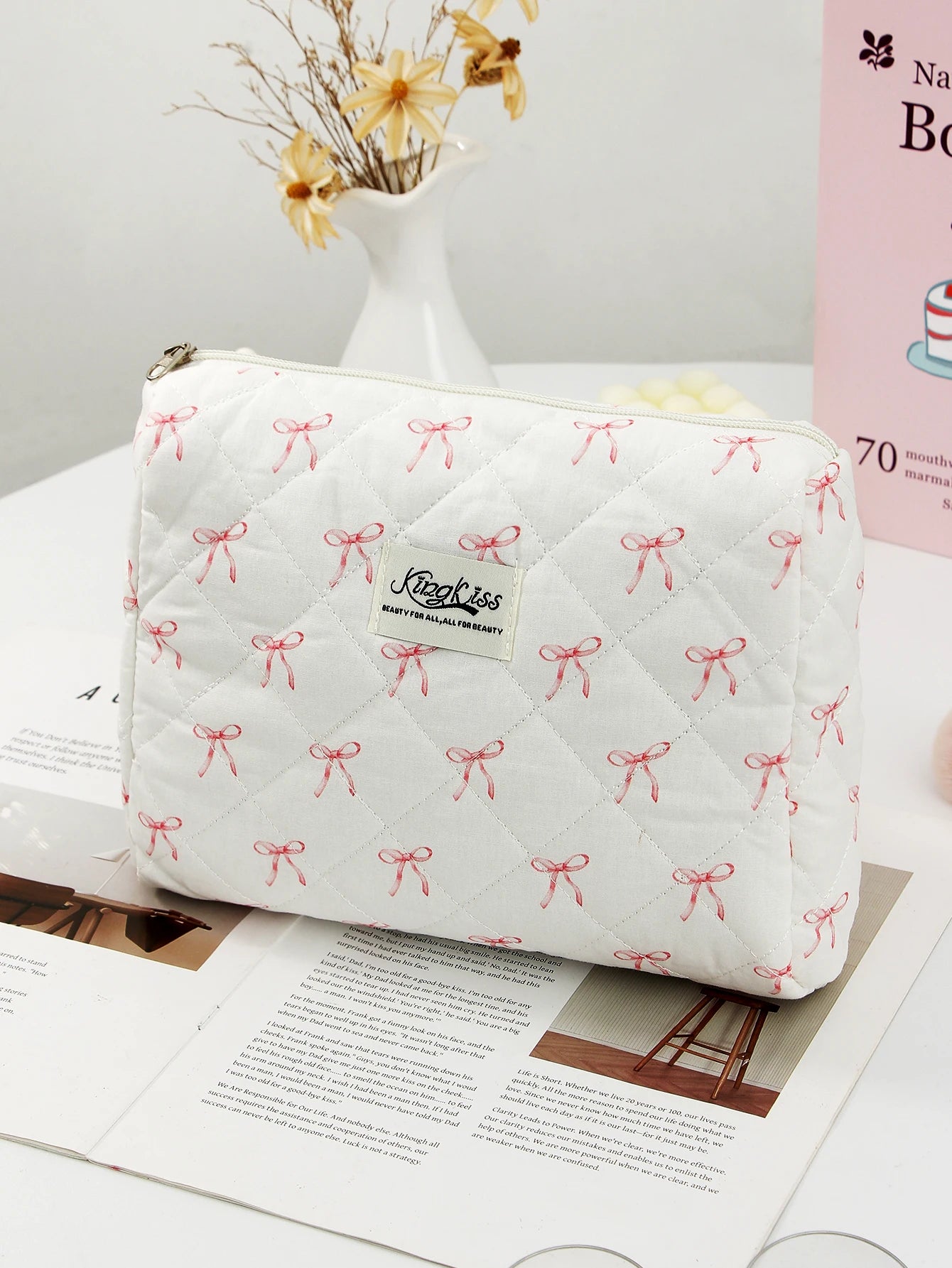 trousse de toilette tissu matelassé
