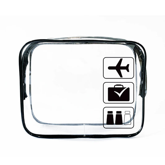 trousse de toilette et avion